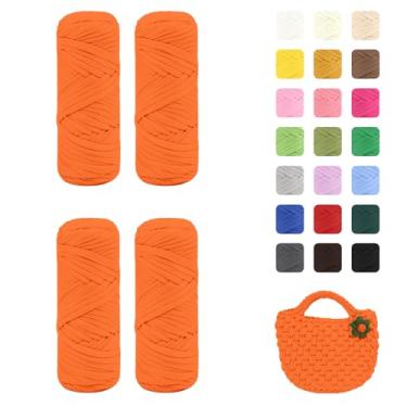 Imagem de Maxee Pacote com 4 fios de camiseta premium (200 g/75 m cada), fio de fita macia para crochê e tricô - cor intensiva e fácil de cuidar