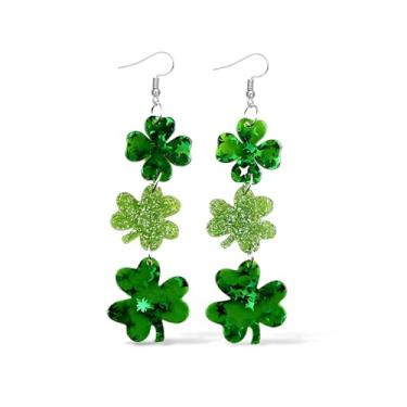Imagem de Brincos de Dia de São Patrício para mulheres, trevo verde com contas pendentes, acessórios de trevo de quatro folhas da sorte, roupa de desfile de férias irlandesa, joias festivas, conjuntos de