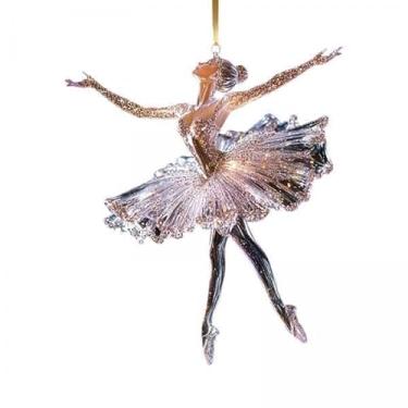 Imagem de KiBcsLic 2x Pingente Decorativo de Bailarina Brilhante 2D, Enfeite para Pendurar em árvore de Natal, Decoração de Parede para Porta de Casa E Feriado