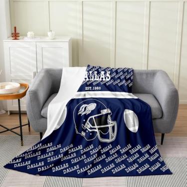 Imagem de Feelyou Cobertor de pelúcia de futebol americano, cobertor de flanela Dallas, 101,6 x 127 cm, presente de cidade de futebol para todas as estações, para sofá-cama, sofá, decoração de quarto