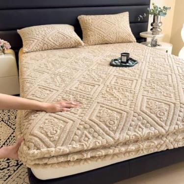 Imagem de Lençol com elástico, protetor de colchão de 360°, elástico em toda a volta, resistente a rugas, roupa de cama de luxo, conforto premium para quartos principais e de hóspedes - Curry||120 x 200 cm