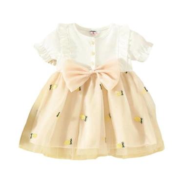 Imagem de Vestido De Verão Em Algodão Com Laço E Tule Para Menina, Vestido Princ