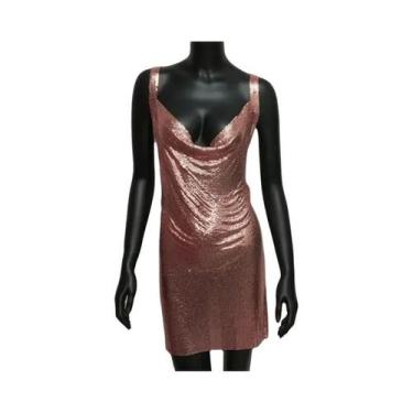 Imagem de Vestido Mini Sexy Sem Costas Com Lantejoulas Metálicas Decote Baixo Ha