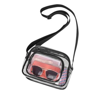 Imagem de Oraben Bolsa carteiro transparente aprovada para estádios, bolsa transparente transversal para trabalho, treino, esportes, Preto, Large