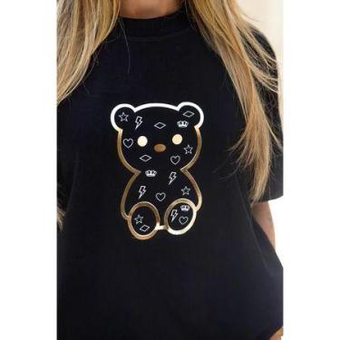 Imagem de Oversized Feminina Camiseta 100% Algodão Menegotti Streetwear urso rai