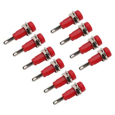 Imagem de KIMISS 10 Unidades Adequadas para J.40003 2 Mm Banana Jack Painel Tomada Adaptador de Plugue de Poste Estendido para Instrumentos Eletrônicos, Mac de Soldagem e Equipamentos Industriais (Vermelho)