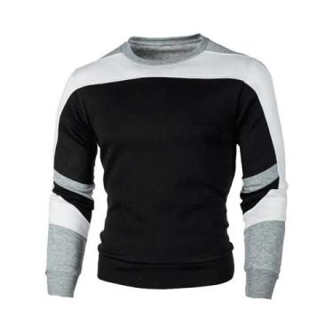 Imagem de Novo moletom casual masculino com gola redonda bloco de cores outono p