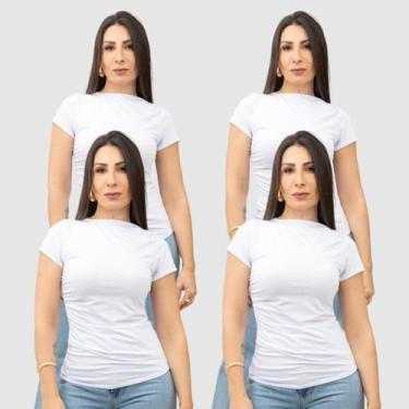 Imagem de Kit 4 Blusas Blusinhas Elegante Social Básica Drapeada Manga Curta Ver