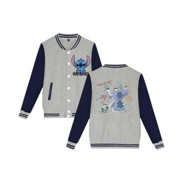 Imagem de Jaqueta De Moletom Unissex Infantil Y2K Disney Stitch Estilo Baseball 