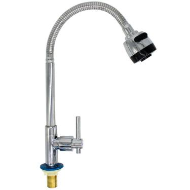 Imagem de Torneira Gourmet Flexível Cromada Cozinha Mesa Bancada 1/4 Volta