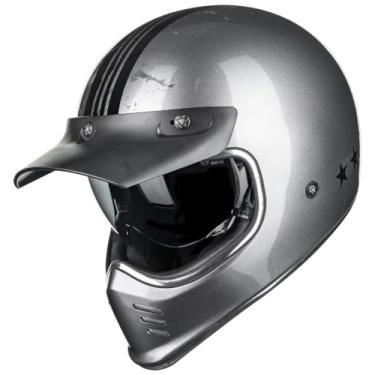 Imagem de ILM Capacetes Vintage Integrais Para Motocicleta, Adultos E Homens, Com Viseira Interna, Compatível Ciclomotor, Quadriciclo, Cruiser, Scooter, Modelo Dot Ece Z502 (Hero Grays, M)