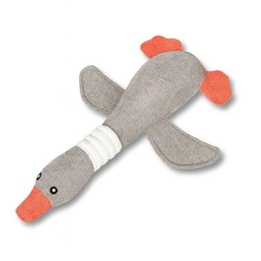 Imagem de Brinquedo Pet Mordedor Ganso de Pelúcia com Apito 3 Cores (Azul Marinho, Marrom ou Cinza) (CINZA)