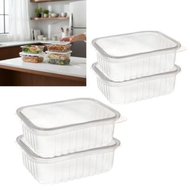 Imagem de Pote Retangular 250ml com Tampa Embalagem Plástica Reutilizavel Transparente Marmita Fitness Resistente Frezzer Microondas com 96 Unidades