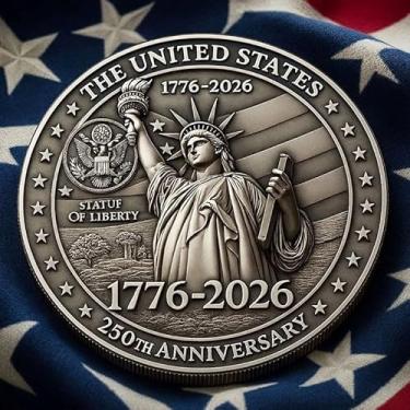 Imagem de Peça de colecionador de acrílico comemorativa do 250º aniversário dos Estados Unidos - Medalha de mesa plana 2D de 5 cm - Estilo D