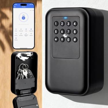 Imagem de Moquin Caixa de bloqueio de chave Bluetooth inteligente – Controle de aplicativo TTLock, botão de silicone IP65 à prova d'água, armazenamento seguro extra grande na parede e manilha para Airbnb