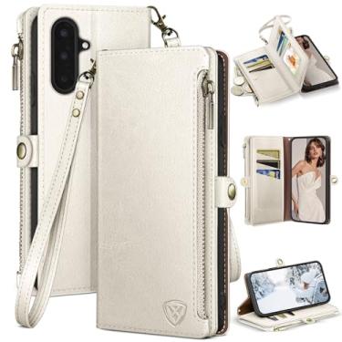 Imagem de XcaseBar Capa carteira compatível com Samsung Galaxy A17 5G com zíper para cartão de crédito 【bloqueio RFID】, capa flip fólio de couro PU à prova de choque feminina masculina para Samsung A17 capa