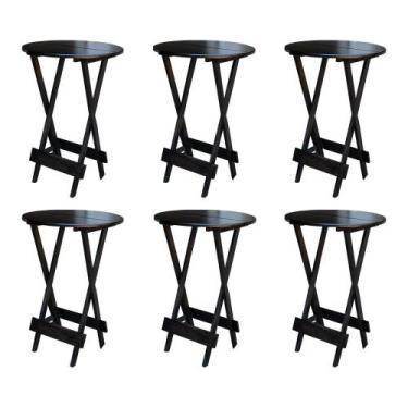 Imagem de Kit 6 Mesas de Madeira Bistrô Dobravel Ideal para Bar e Restaurante Ta
