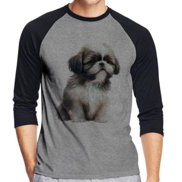 Imagem de Camiseta Raglan Cachorro Shih Tzu Filhote Manga 3/4 - Foca na Moda, Ci