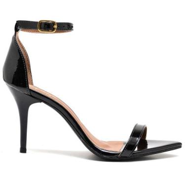 Imagem de Sandália Feminina Salto Médio Fino Preto Bico Folha - ELLAS ONLINE, 33