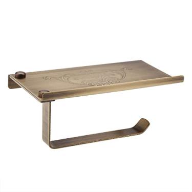 Imagem de GLOGLOW Suporte de Higiênico Suporte de Higiênico de Latão Antigo Com Prateleira de Telefone, Montado na Parede, Estilo Vintage, Acabamento Em Bronze, 7,2 X 3,94 X 0,79 Polegadas Nan Uso Diário No