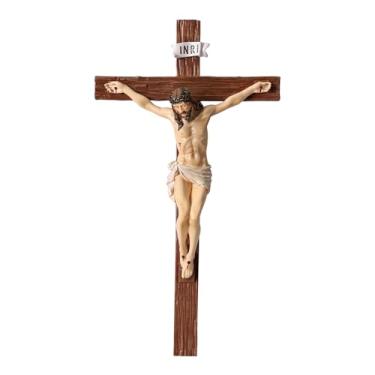 Imagem de TALPGOD Cruz de parede crucifixo de 38 cm, decoração de casa com cruz de Jesus, estátua de Jesus, cruz católica pendurada para arte de parede, decoração de crucifixo de parede religiosa, crucifijos