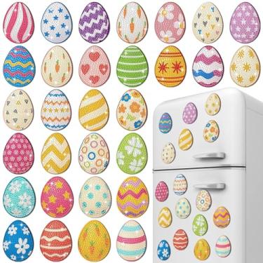 Imagem de Copkim 30 peças de ímãs de arte de diamante de geladeira kits de arte de diamante fáceis adesivos de geladeira para adultos crianças DIY decoração de casa (Ovos de Páscoa)