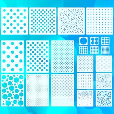 Imagem de Conjunto de 22 peças de estênceis de bolinhas reutilizáveis, tamanho misto, estênceis redondos para pintura na parede, almofada de madeira, móveis, cartões, scrapbook, artesanato, faça você mesmo