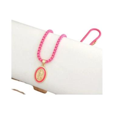 Imagem de Colar Choker Com Pingente Oval De Nossa Senhora Em Esmalte, Corrente C
