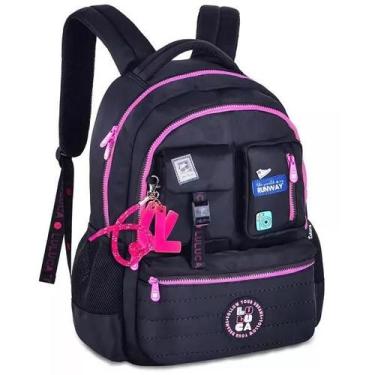 Imagem de Mochila de Costas Juvenil Luluca, 17,5" LU24636 Cor:Preto - Clio Style