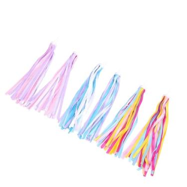 Imagem de Alomejor Flâmulas de Bicicleta, 3 Pares de Decorações de Borla Coloridas Com 32 Fios de Lado para Crianças, Bicicletas, Scooters, Triciclos, Flâmulas de Guiador de Poliéster PET de 23