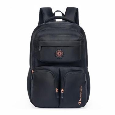 Imagem de Mochila Champion Unissex Preta Múltiplos Bolsos Original