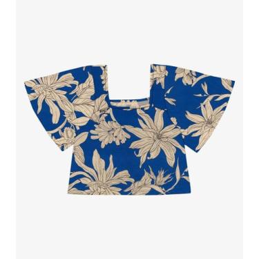 Imagem de Blusa Cropped Feminina Visco Maquinetada Rovitex Azul, M, Azul