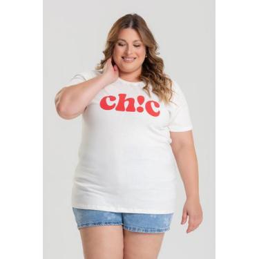 Imagem de T-shirt Feminina Plus Size 100% Algodão Estampada "CHIC" - Serena, G2,