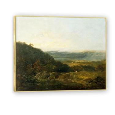 Imagem de NHLDZYH Moldura dourada. Quadro famoso em tela - J.M.W. Turner, paisagem romântica em tela, arte de parede com moldura para biblioteca ou sala. A36. 60 x 72 cm.