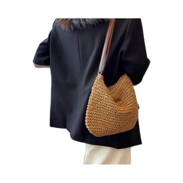 Imagem de Bolsa De Praia De Palha Boêmia Feminina De Alta Capacidade, Feita À Mã