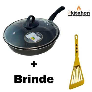 Imagem de Panela Frigideira Antiaderente Teflon em Preto N-24 + Brinde Cor:Amare
