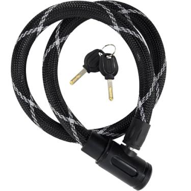 Imagem de Cadeado de bicicleta premium com 1 chave, trava de cabo de bicicleta profissional de 2,6 metros, cabo de trava de bicicleta resistente para forte anti-roubo