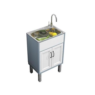 Imagem de Armário de pia de cozinha comercial com torneira quente e fria - ideal para espaços pequenos, porões, trailers, restaurantes e empresas - Design durável e econômico de espaço