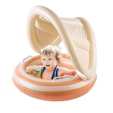 Imagem de Boia de natação para bebês – Assento flutuante de segurança, flutuadores ajustáveis com para-sol para bebês, suporte de natação, poças para diversão na água ao ar livre