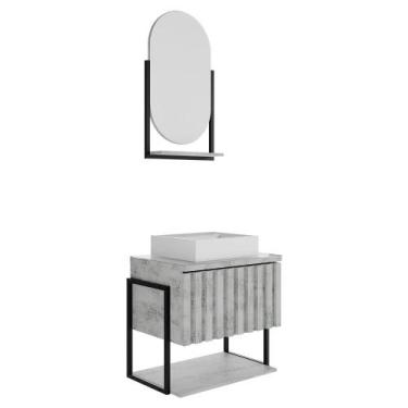 Imagem de Kit Gabinete para Banheiro Havai com Cuba e Espelheira Ori - Loja Doce