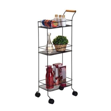 Imagem de Prateleira Carrinho Multiuso Triplo De Chão Com Rodizios Banheiro - Ar