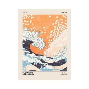 Imagem de Pôster Em Tela Estilo Ukiyo-e Japonês Com Elementos De Flores De Cerej