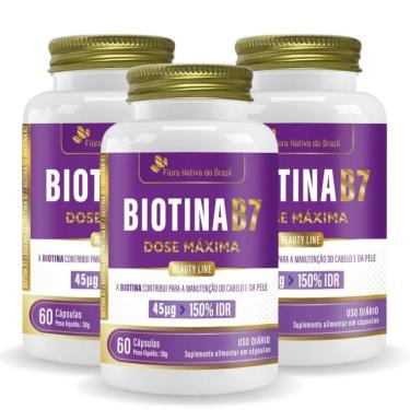 Imagem de Kit 03 Biotina B7 150% IDR 60 Caps Flora Nativa do Brasil-Unissex