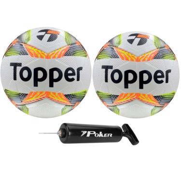 Imagem de Kit 02 Bola Futsal Topper Slick 2024+ 01 Bomba de Ar Poker Way C/ Agulha Especial