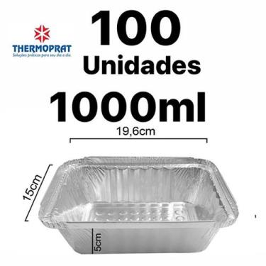 Imagem de Bandeja Marmitex 1000ml Alumínio - 100 Unidades Thermoprat - Plastimil
