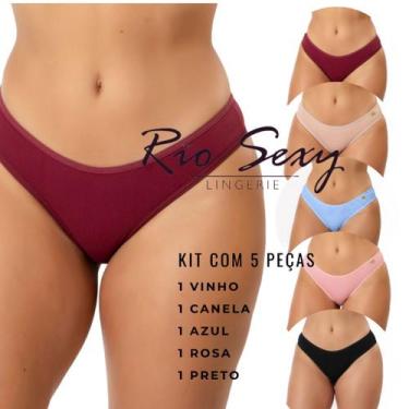 Imagem de kit 5 calcinha algodão conforto básica, uso ou revenda, roupa feminina