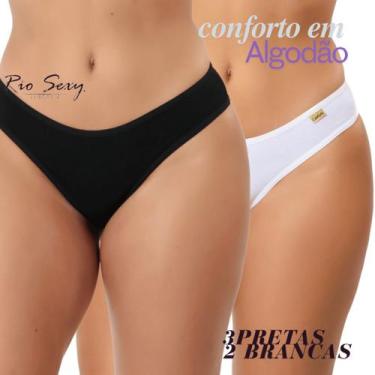 Imagem de kit 5 calcinha algodão conforto básica, uso ou revenda, roupa feminina