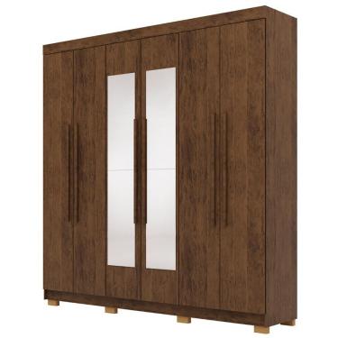 Imagem de Guarda Roupa Casal 218cm Com Espelho Bolty Imbuia Rústico V02 - Mpozenato