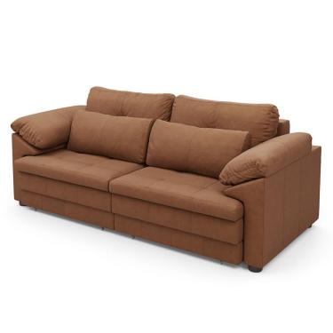 Imagem de Sofá Retrátil 3 Lugares Para Sala 250cm Dijon Couro Mel S07 - Mpozenato