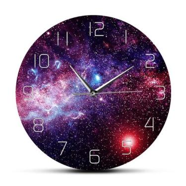 Imagem de Relógio de parede Cosmic Nebula Silent Non-Ticking 30 cm em acrílico -